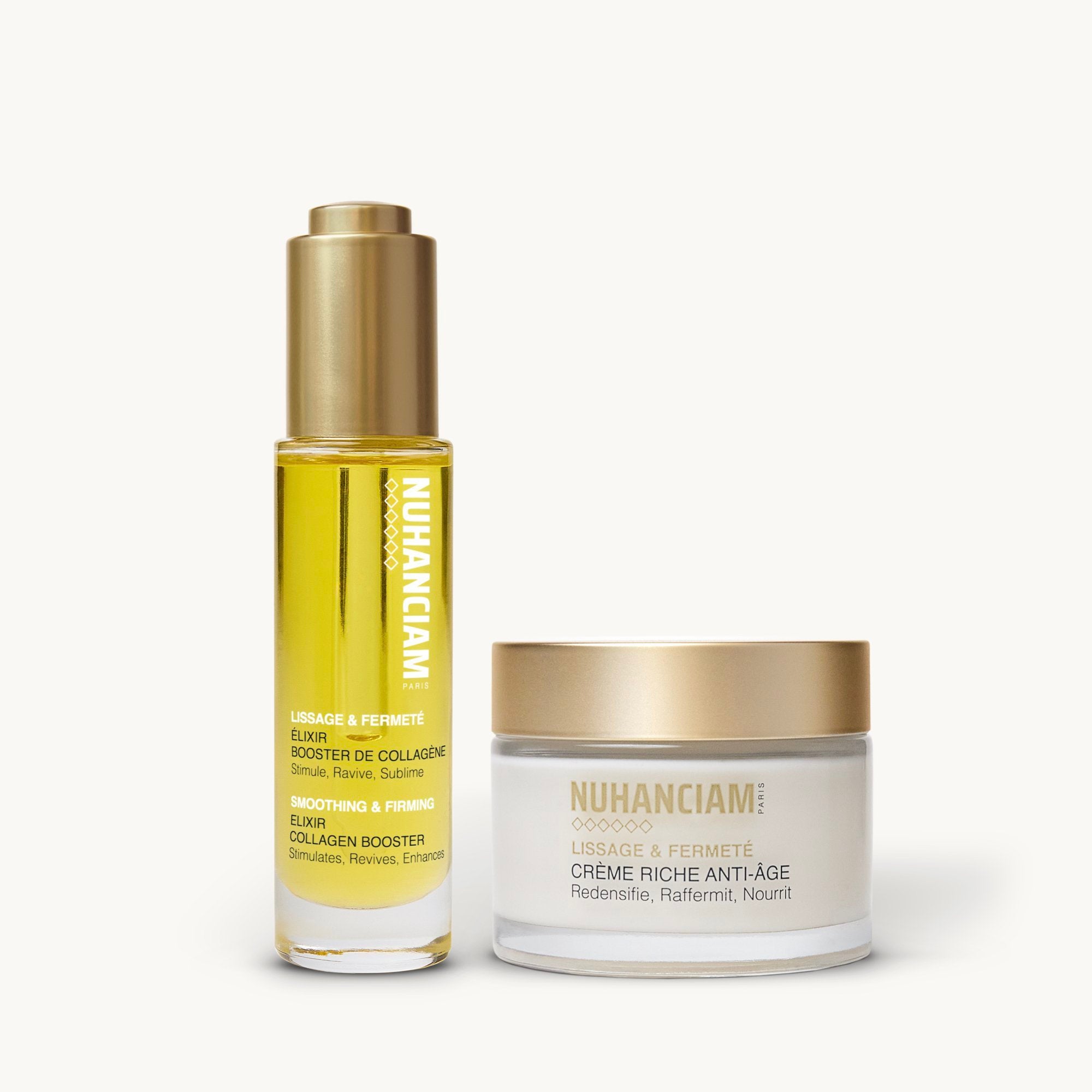 NUHANCIAM Anti-Aging Elixir & Rich Cream Duo — Collagen Booster Elixir 30 ml and Anti-Aging Rich Cream 50 ml
