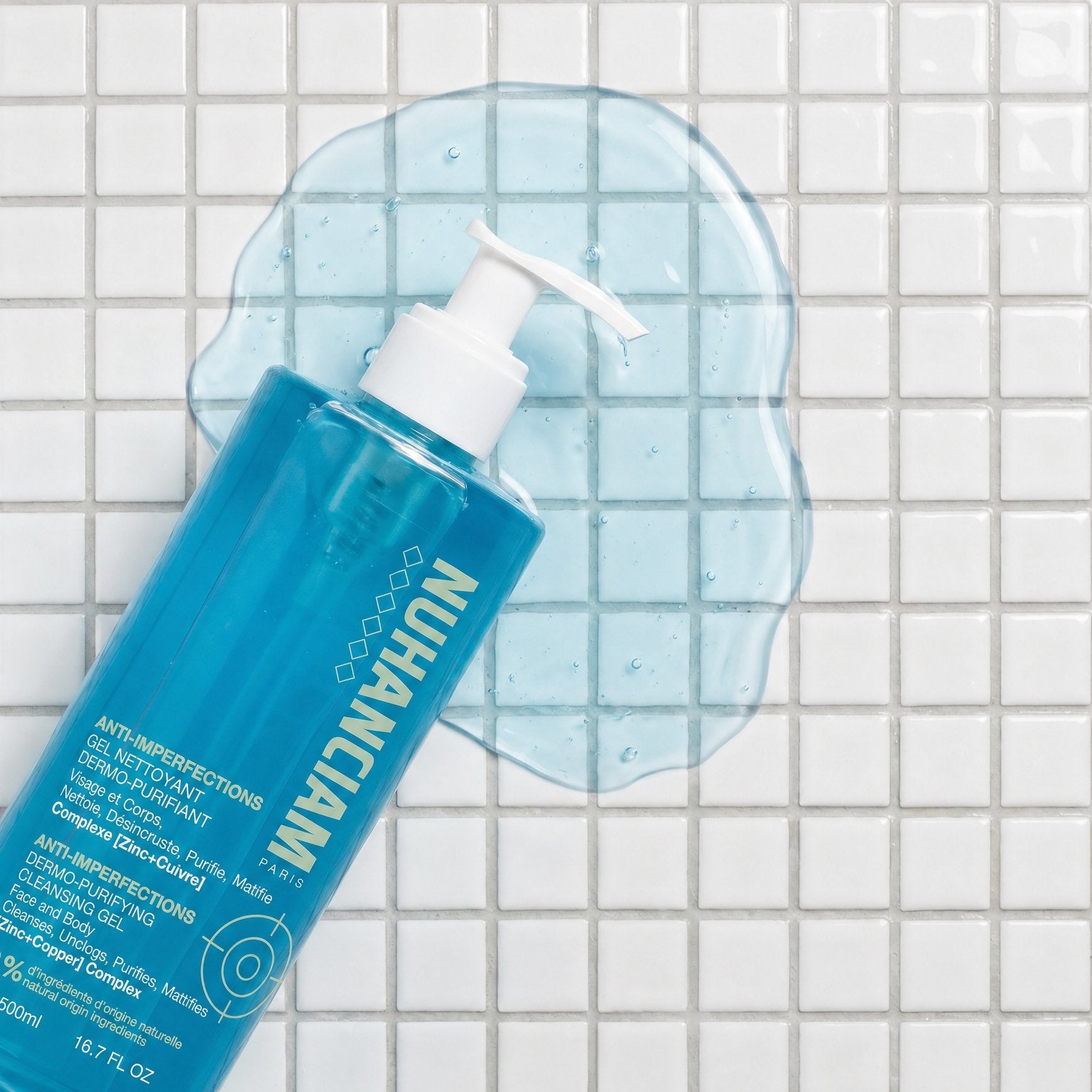 Texture du gel dermo-purifiant Nuhanciam à l'application